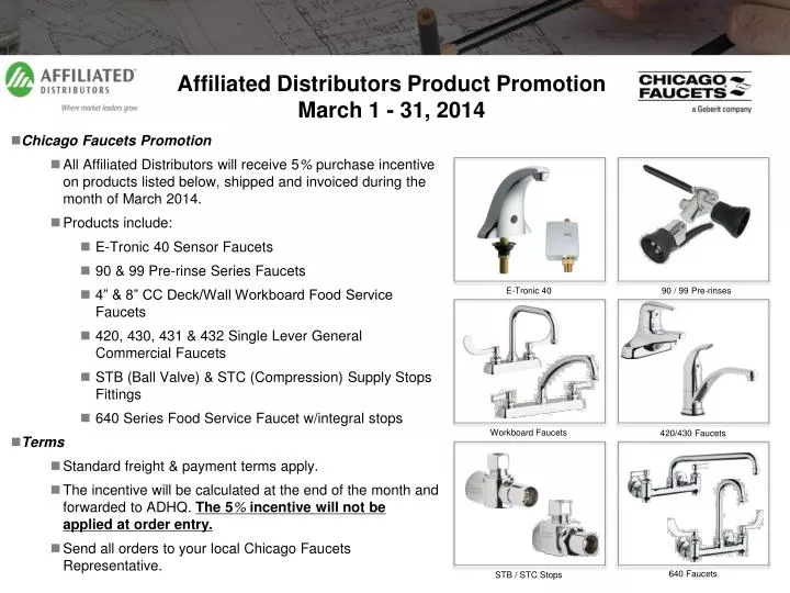 affiliated distributors product promotion march 1 31 2014
