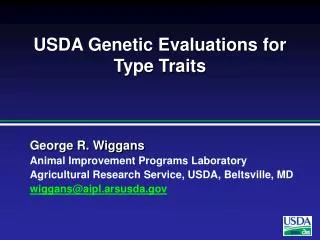 USDA Genetic Evaluations for Type Traits