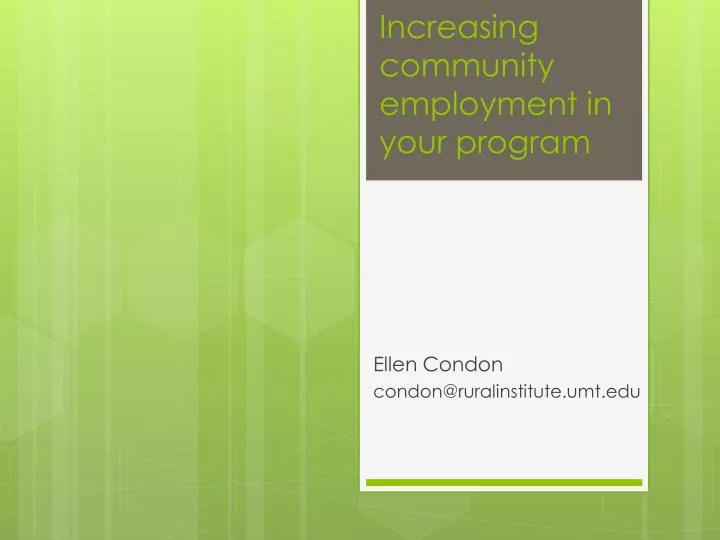 increasing community employment in your program