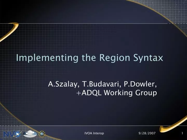 implementing the region syntax