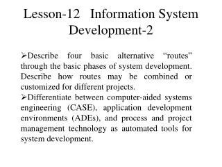 Lesson-12 Information System Development-2