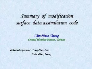 Summary of modification surface data assimilation code