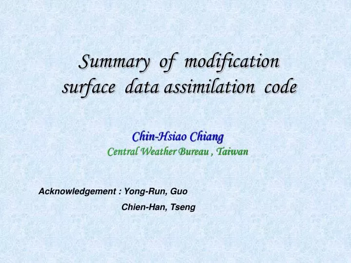 summary of modification surface data assimilation code