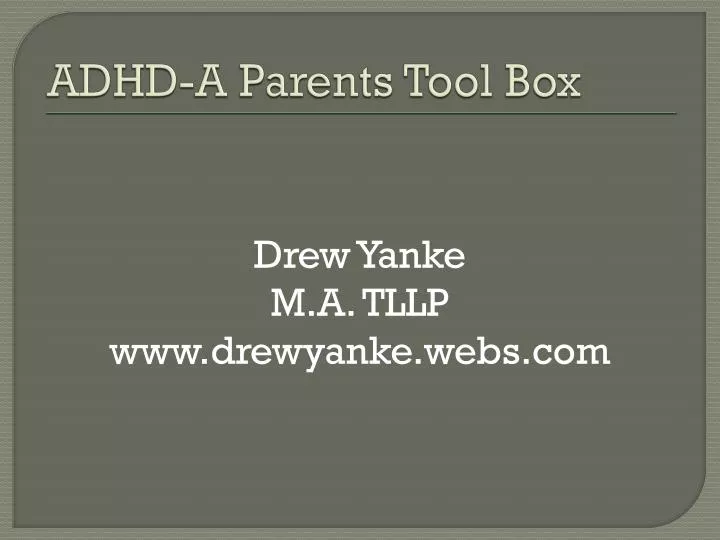 adhd a parents tool box