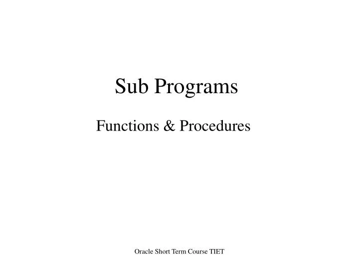 sub programs