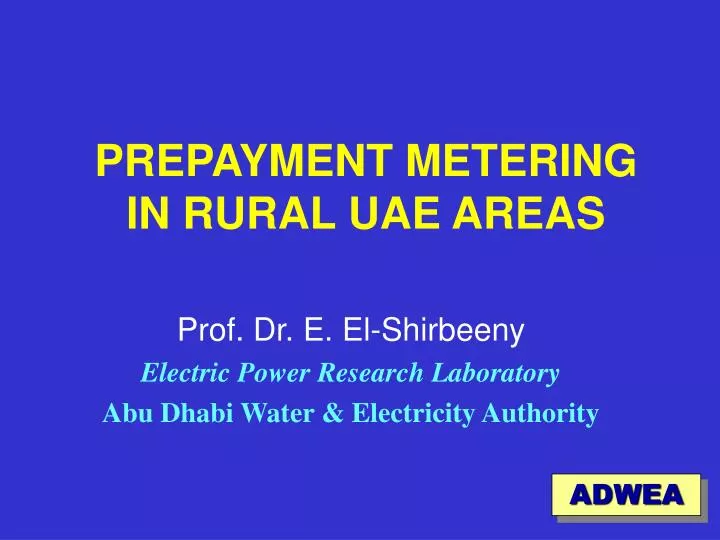 prepayment metering in rural uae areas