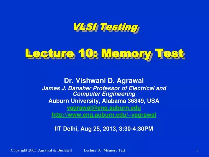 vlsi testing lecture 10 memory test