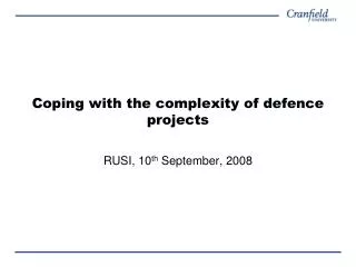 Coping with the complexity of defence projects