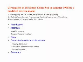Introduction Methods M odified inverse Empirical search method Data