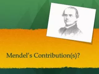 Mendel’s Contribution(s)?