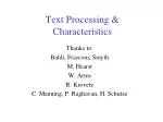 Text Processing &amp; Characteristics - slide 1