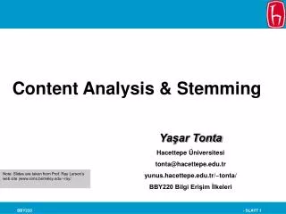 Content Analysis &amp; Stemming