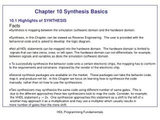 Chapter 10 Synthesis Basics