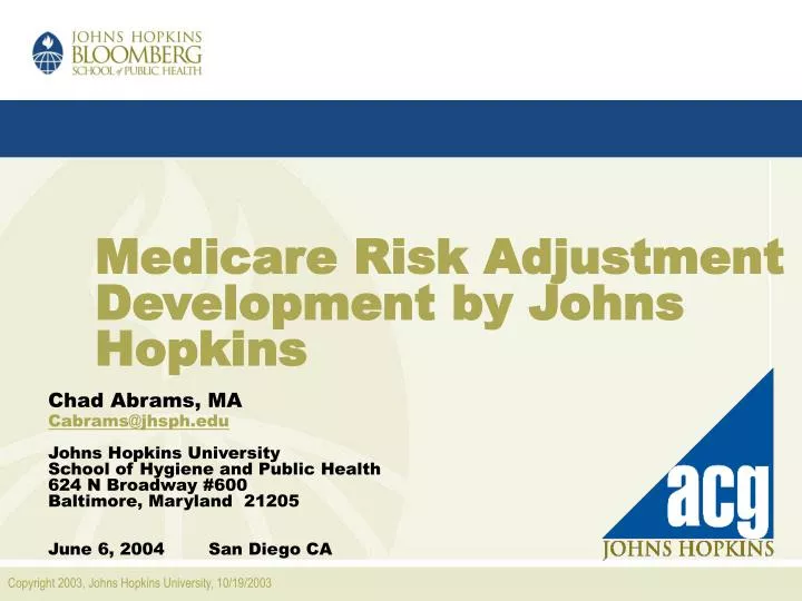 medicare risk adjustment development by johns hopkins