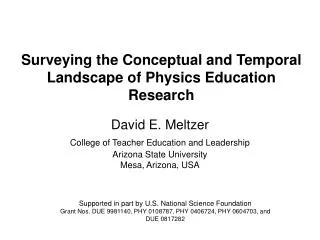 Surveying the Conceptual and Temporal Landscape of Physics Education Research