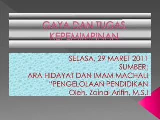 gaya dan tugas kepemimpinan