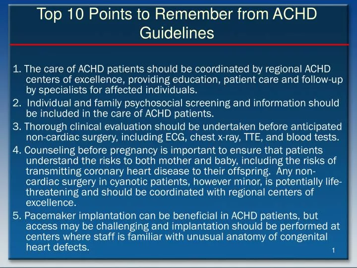 top 10 points to remember from achd guidelines