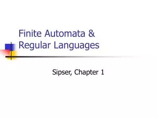 Finite Automata &amp; Regular Languages