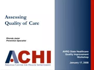 Assessing Quality of Care
