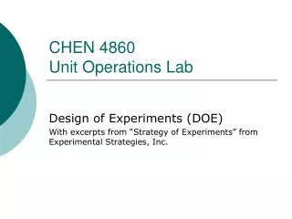 CHEN 4860 Unit Operations Lab