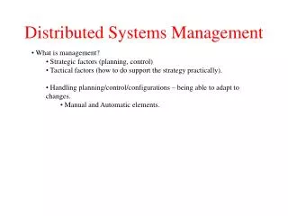 Distributed Systems Management