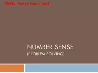 NUMBER SENSE (PROBLEM SOLVING)