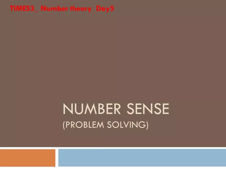 number sense problem solving
