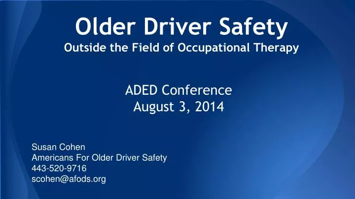 older driver safety outside the field of occupational therapy