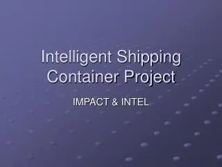 Intelligent Shipping Container Project