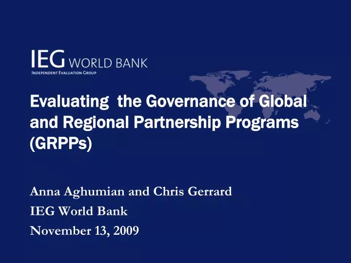 evaluating the governance of global and regional partnership programs grpps