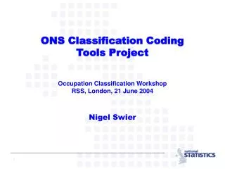 Overview of ONS Coding Tools Project