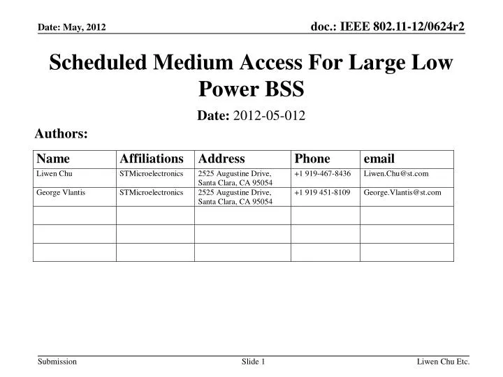 scheduled medium access for large low power bss