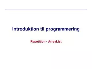 Introduktion til programmering