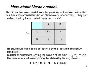 More about Markov model.