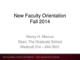 New F aculty Orientation Fall 2014