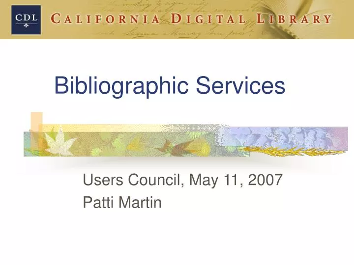 bibliographic services