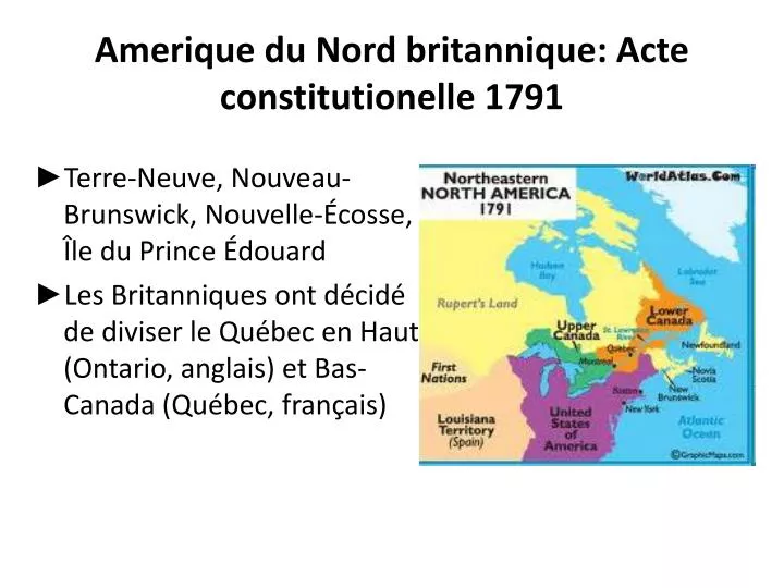 amerique du nord britannique acte constitutionelle 1791
