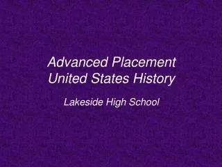 Advanced Placement United States History