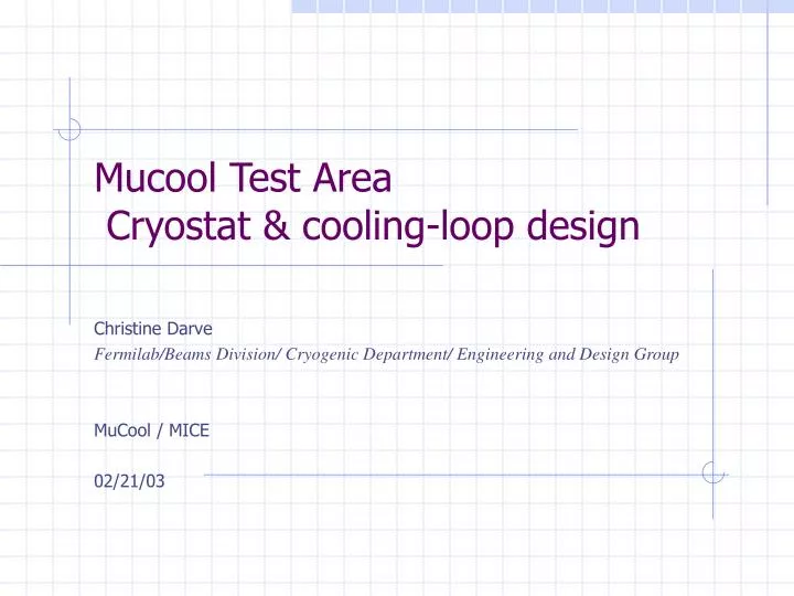 mucool test area cryostat cooling loop design