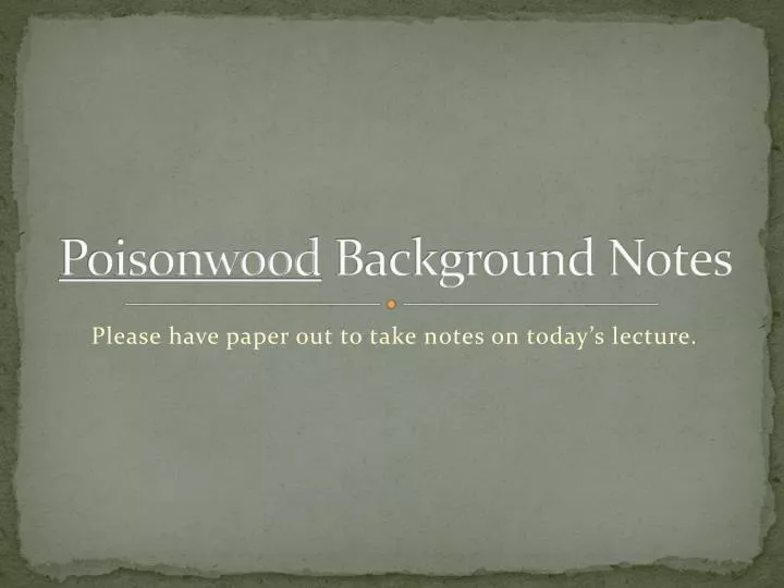 poisonwood background notes