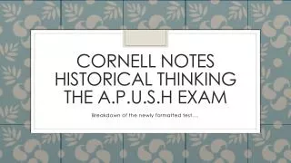 Cornell notes historical thinking The A.P.U.S.H Exam