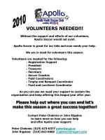 VOLUNTEERS NEEDED!!! Without the support and efforts of our volunteers,