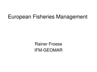 European Fisheries Management
