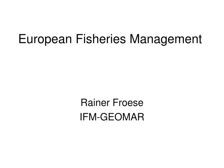 european fisheries management