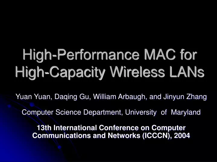 high performance mac for high capacity wireless lans