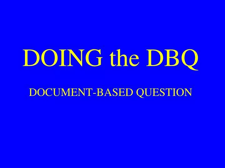 doing the dbq document based question