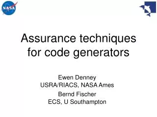 Assurance techniques for code generators