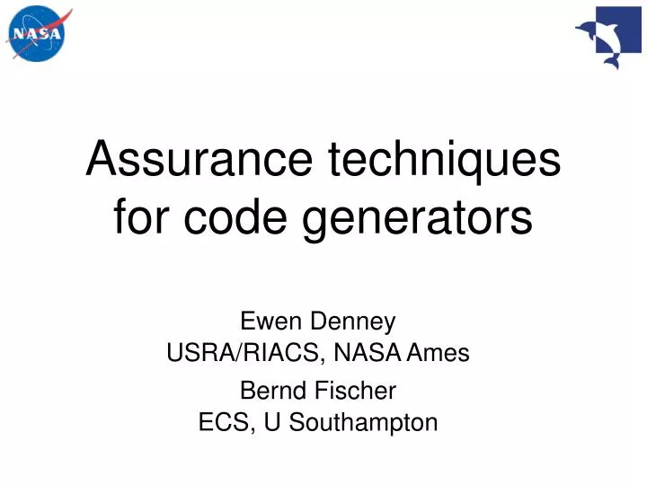 assurance techniques for code generators
