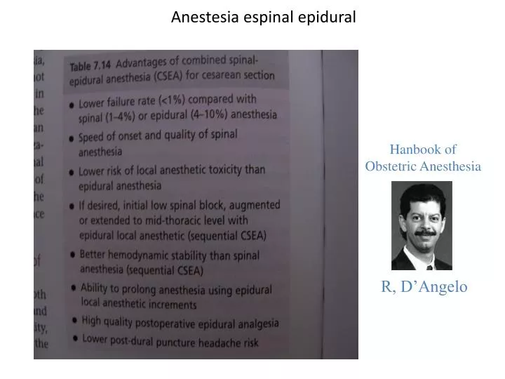anestesia espinal epidural