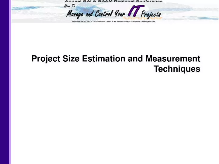 project size estimation and measurement techniques
